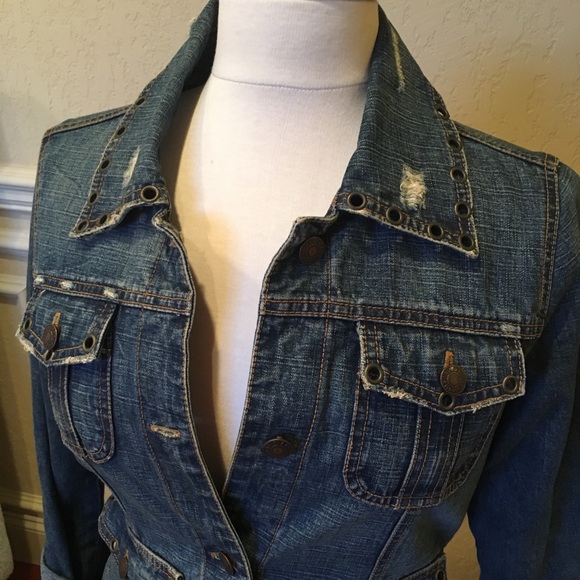 Denim Jacket Embroidered Rhinestone Jean Jacket - Picture 3 of 8